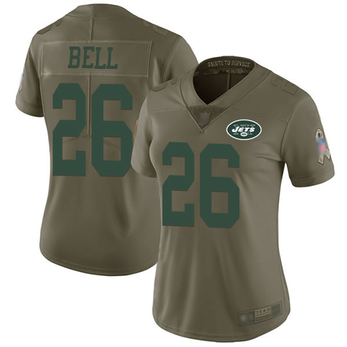 New York Jets Limited Olive Women LeVeon Bell Jersey NFL Football #26 2017 Salute to Service->women nfl jersey->Women Jersey